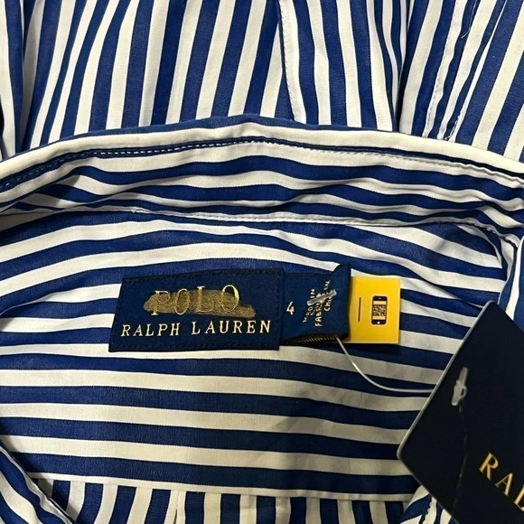 NWT Polo Ralph Lauren Womens Striped Patchwork Button Down Shirt Dress Sz 4 - Picture 12 of 13